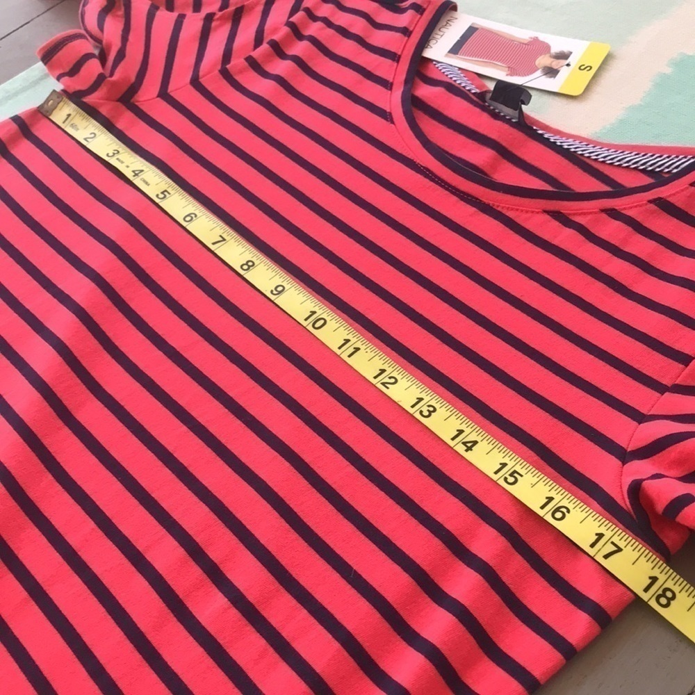 Nautica Melonberry Stripe Tie Sleeve Tee Shirt NWT Small - Picture 11 of 12